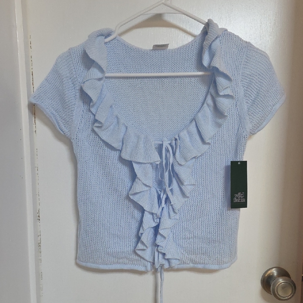 Wild Fable Sky Blue Ruffled Blouse